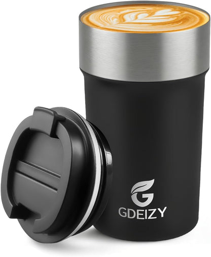 17oz Double Wall Stainless Steel Vacuum Insulated Travel Mug, Spill-Proof & Leak-Proof Coffee Mug, BPA-Free Reusable Coffee Cup for Hot & Cold Drinks, Black (Black)