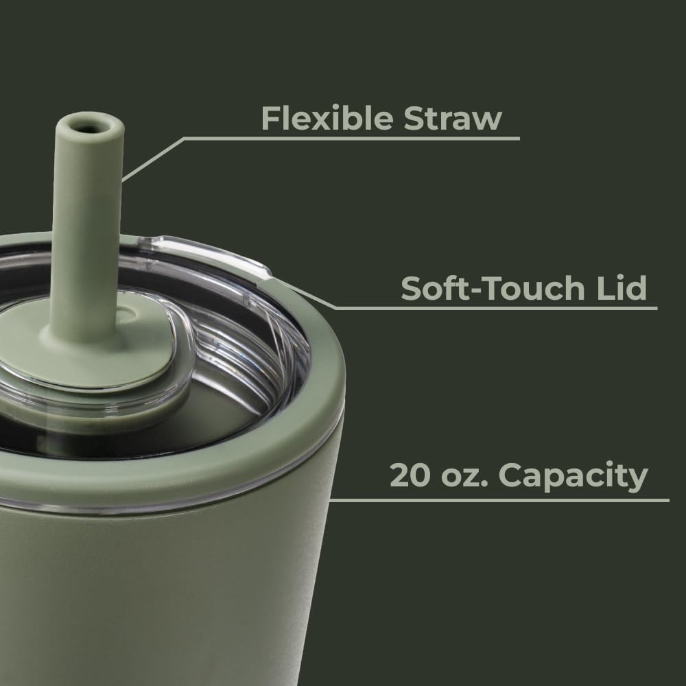 HydroJug Everyday Tumbler 20 oz – Ceramic-Lined Insulated Tumbler with Straw and Soft-Touch Lid, Cup Holder Friendly, Double-Wall Vacuum Insulation, Reusable Travel Cup – Rodeo