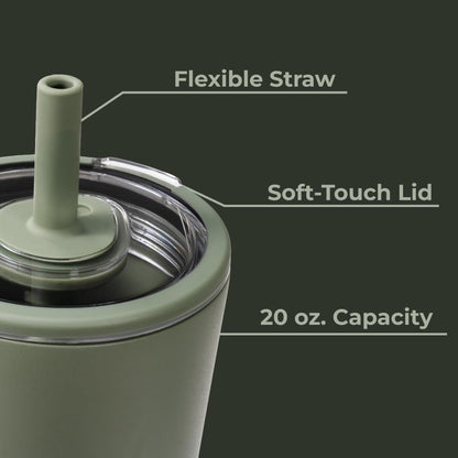 HydroJug Everyday Tumbler 20 oz – Ceramic-Lined Insulated Tumbler with Straw and Soft-Touch Lid, Cup Holder Friendly, Double-Wall Vacuum Insulation, Reusable Travel Cup – Rodeo