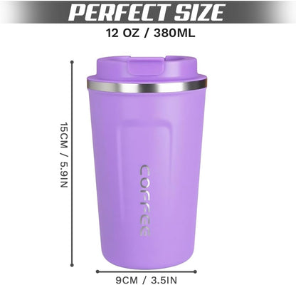 SPLMIFA Travel Coffee Mug Leak-Proof, Reusable Coffee Cups with Lids, Stainless Steel Vacuum Insulated Coffee Tumblers, Thermal Insulation Cup for Men and Women Hot & Cold Drinks(2nd-Green Pink, 12OZ)