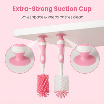 Ariseno 5-in-1 Baby Bottle Cleaner Set, Including Nylon & Silicone Bottle Brush, Cap, Straw & Nipple Brushes, BPA-Free (Grey)