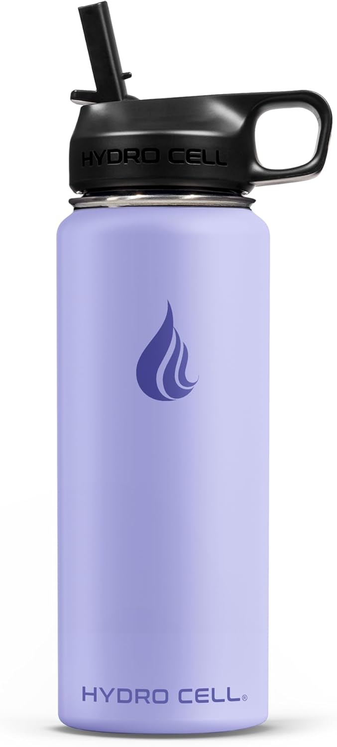 HYDRO CELL Stainless Steel Insulated Water Bottle with Straw - For Cold & Hot Drinks - Metal Vacuum Flask with Screw Cap and Modern Leakproof Sport Thermos for Adults (Neon 18oz)