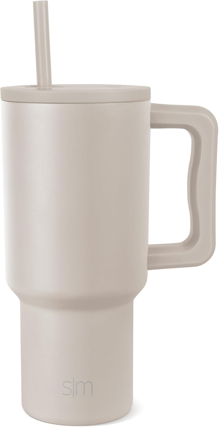 Simple Modern 40 oz Trek Tumbler with Handle and Straw Lid | Cup Holder Friendly Insulated Stainless Steel Travel Mug | Sea Glass Sage - Colors B