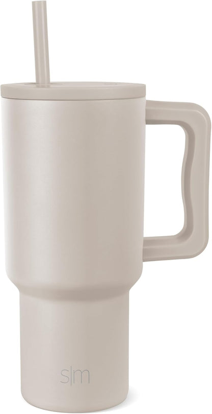 Simple Modern 40 oz Trek Tumbler with Handle and Straw Lid | Cup Holder Friendly Insulated Stainless Steel Travel Mug | Sea Glass Sage - Colors B
