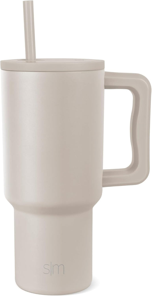 Simple Modern 40 oz Trek Tumbler with Handle and Straw Lid | Cup Holder Friendly Insulated Stainless Steel Travel Mug | Sea Glass Sage - Colors B