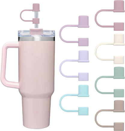 7Pcs Straw Cover Cap for Stanley Cup,Simple 10mm(0.4inch) Silicone Straw Toppers for Stanley 40&30oz Tumbler Accessories-Multicolor