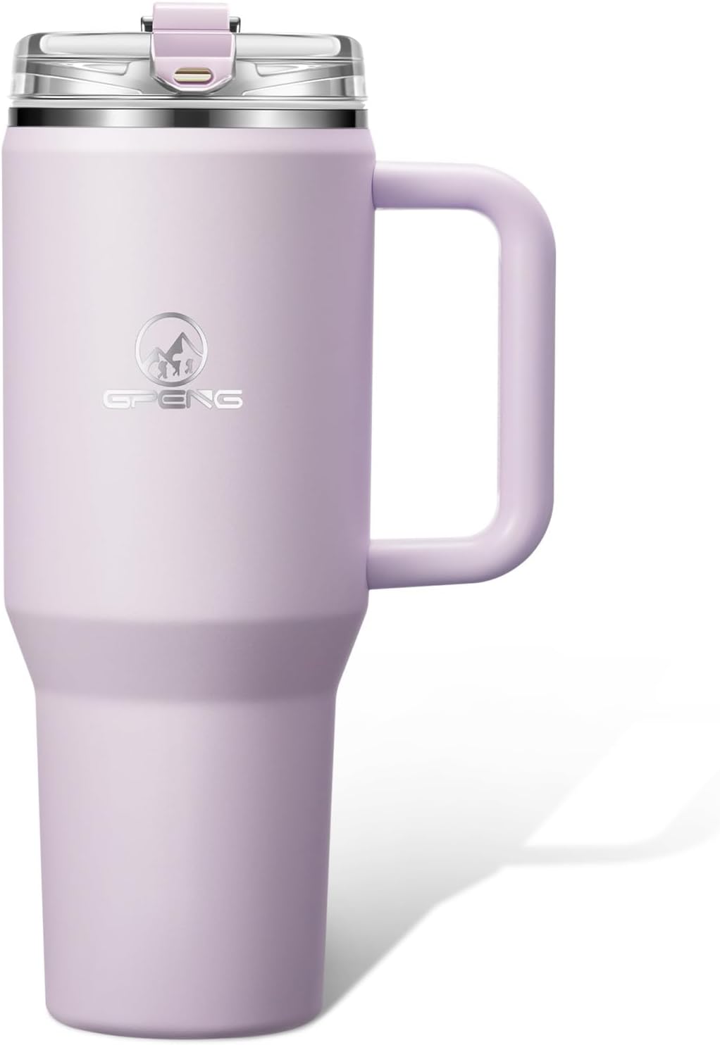 Gpeng 30/40/50 oz Tumbler with Handle, Water Bottles with Straw Lid, Insulated Stainless Steel Travel Mug Cup Holder Friendly, Keep Drinks Cold or Hot for Hours (LightGrey, 50 oz)