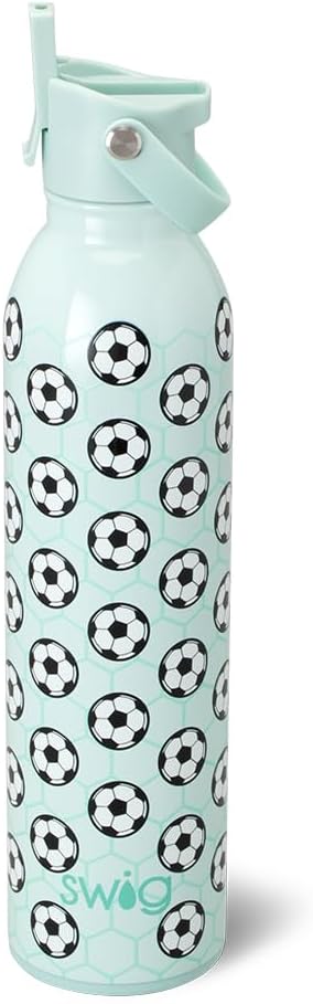 Swig Life 36oz Insulated Water Bottle, Travel Water Bottle with Straw and Lid, Cup Holder Friendly, Stainless Steel (Pickleball)