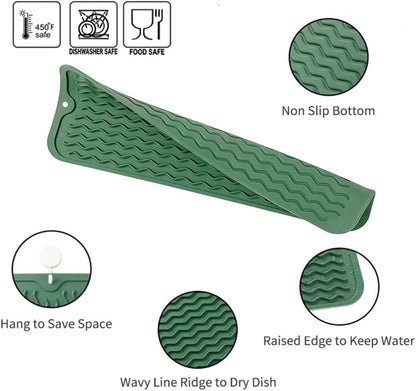 MicoYang Silicone Dish Drying Mat for Multiple Usage,Easy clean,Eco-friendly,Heat-resistant Silicone Mat for Kitchen Counter,Sink,Bar,Bottle,or Cup Green M 17 inches x 6 inches