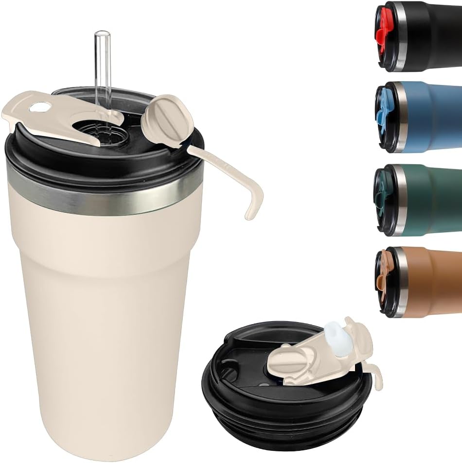 SPLMIFA Travel Coffee Mug Leak-Proof, Reusable Coffee Cups with Lids, Stainless Steel Vacuum Insulated Coffee Tumblers, Thermal Insulation Cup for Men and Women Hot & Cold Drinks(2nd-Green Pink, 12OZ)