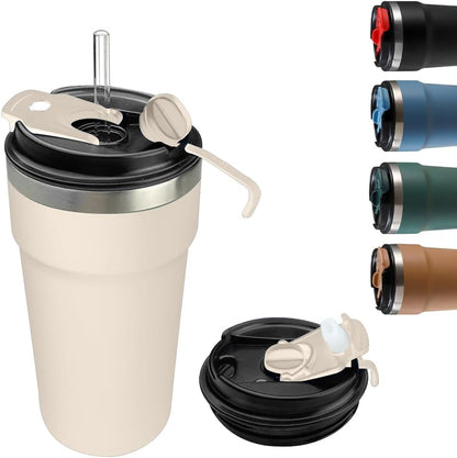 SPLMIFA Travel Coffee Mug Leak-Proof, Reusable Coffee Cups with Lids, Stainless Steel Vacuum Insulated Coffee Tumblers, Thermal Insulation Cup for Men and Women Hot & Cold Drinks(2nd-Green Pink, 12OZ)