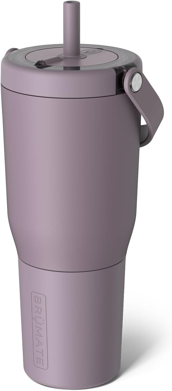 BrüMate Resa 35oz 100% Leakproof Tumbler w/Handle & Straw | Flexible SoftSip Straw | Silicone Sleeve for Durability | Stainless Steel | Cup Holder & Travel Friendly Water Bottle (Java)
