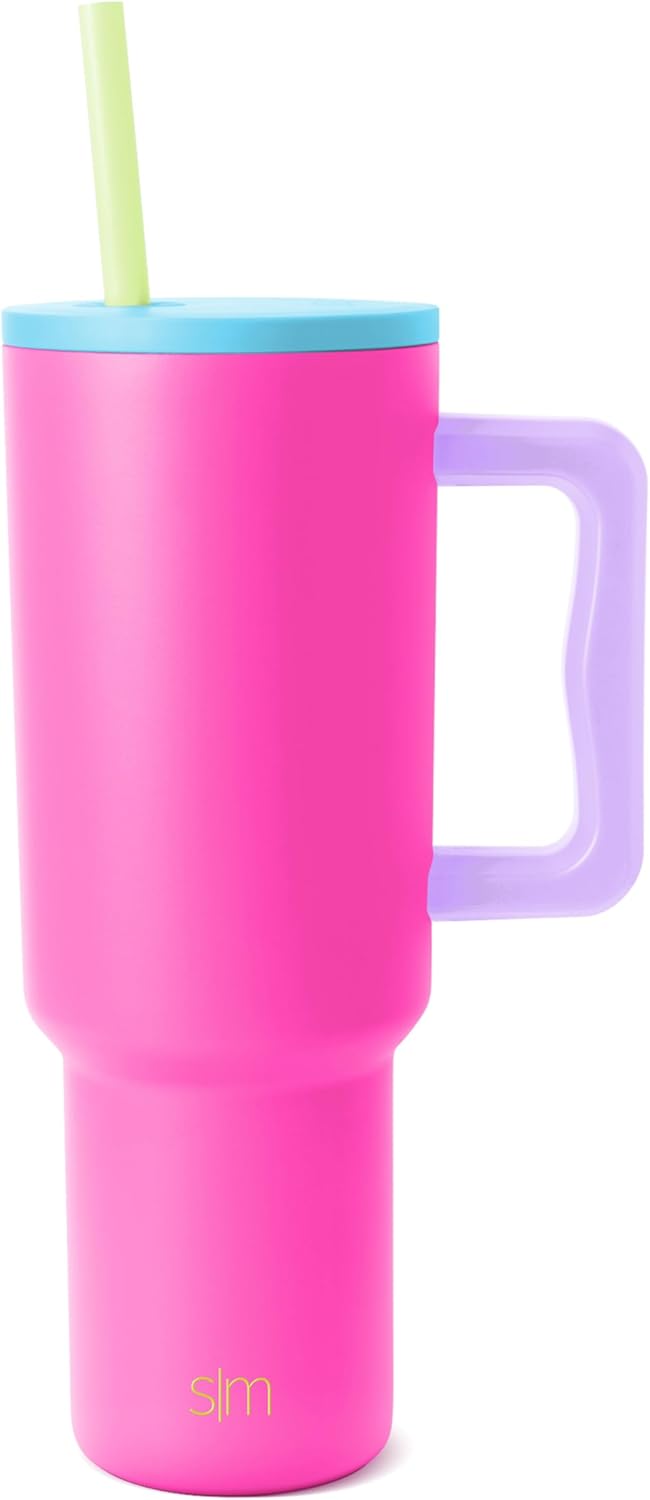 Simple Modern 40 oz Trek Tumbler with Handle and Straw Lid | Cup Holder Friendly Insulated Stainless Steel Travel Mug | Sea Glass Sage - Colors B