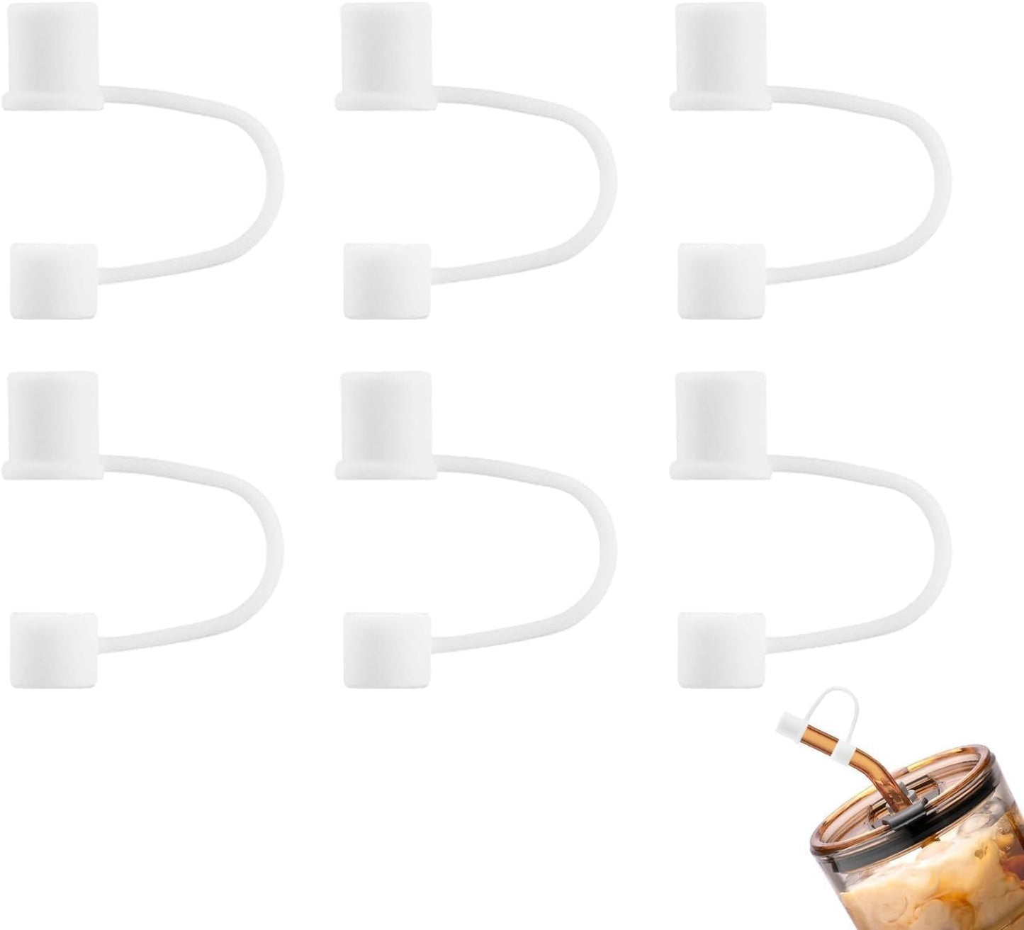 6|12 Pack 0.4in/10mm Straw Toppers, for Stanley Straw Covers Cap for Tumblers for Stanley 14|20|30|40|64 Oz Cup, Silicone Dust-Proof Caps（ Cup is Not Included）, 6 Pack