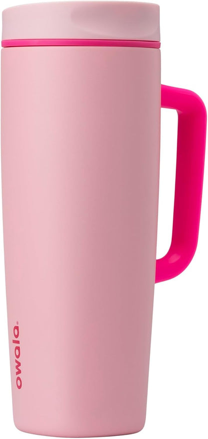 Owala SmoothSip Slider Insulated Stainless Steel Coffee Tumbler, Reusable Iced Coffee Cup, Hot Coffee Travel Mug, BPA Free 20 oz, Grey/Blue (High Dive)