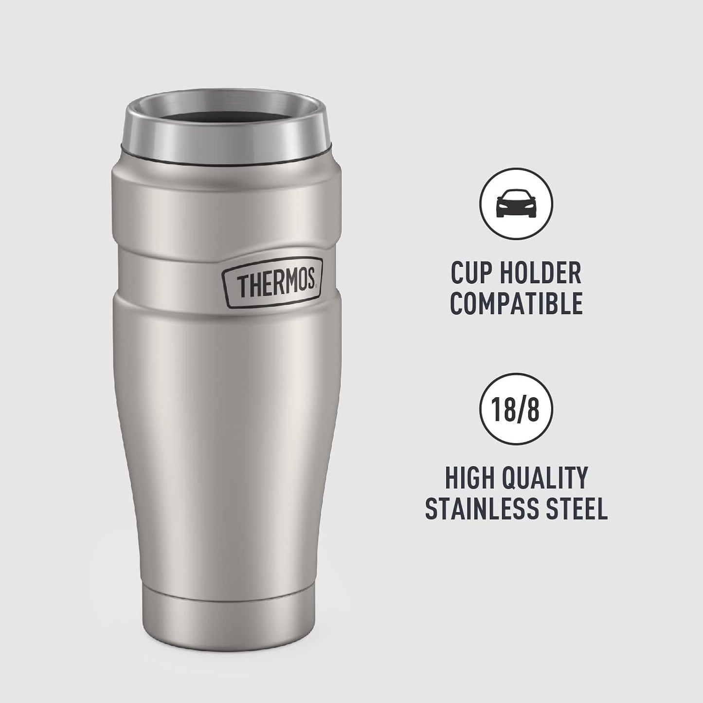 THERMOS Stainless King Vacuum-Insulated Stainless Steel Tumbler - 16oz, Midnight Blue - Insulated Coffee Tumbler for Hot & Cold Drinks - Leak-Proof & Sweat-Proof for Commuting & Traveling