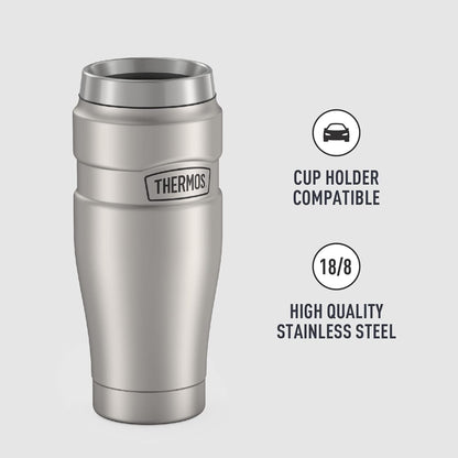 THERMOS Stainless King Vacuum-Insulated Stainless Steel Tumbler - 16oz, Midnight Blue - Insulated Coffee Tumbler for Hot & Cold Drinks - Leak-Proof & Sweat-Proof for Commuting & Traveling