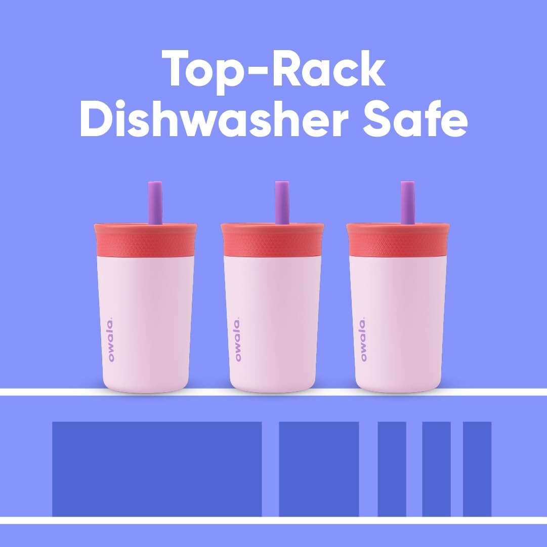 Owala Kids BPA-Free Plastic Tumbler with Spill Resistant Flexible Straw, Easy to Clean, Kids Water Bottle, Great for Travel, Dishwasher Safe, 15 Oz, Skate Park