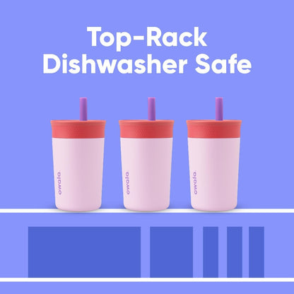 Owala Kids BPA-Free Plastic Tumbler with Spill Resistant Flexible Straw, Easy to Clean, Kids Water Bottle, Great for Travel, Dishwasher Safe, 15 Oz, Skate Park