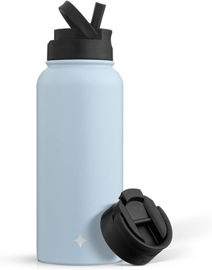 JoyJolt Triple Insulated Water Bottle with Straw Lid AND Flip Lid! 22oz Water Bottle, 12 Hour Hot/Cold Vacuum Insulated Stainless Steel Water Bottle. BPA-Free Leakproof Water Bottles - Thermos Bottle