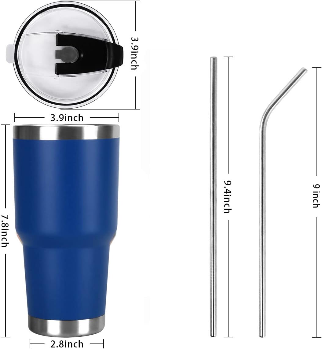 SYACOT 30oz Tumbler Double Wall Stainless Steel Vacuum Insulated Travel Mug with Splash-Proof Lid Metal Straw and Brush