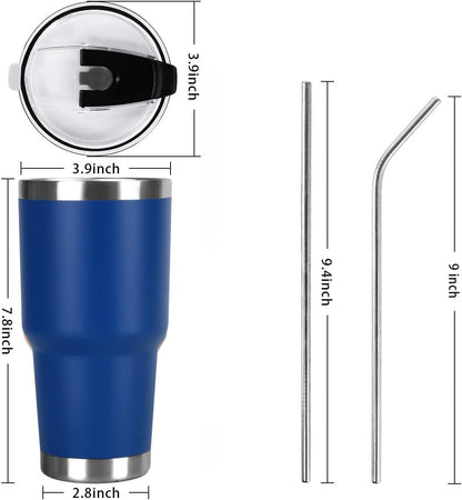 SYACOT 30oz Tumbler Double Wall Stainless Steel Vacuum Insulated Travel Mug with Splash-Proof Lid Metal Straw and Brush