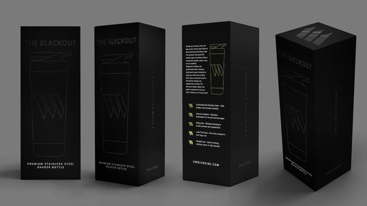 Swolverine® Stainless Steel Shaker | Black on Black Stainless Steel Protein Shaker Bottle