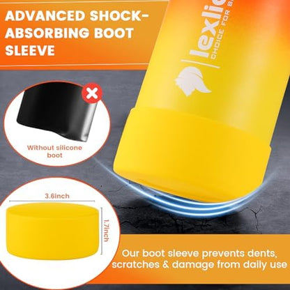 Lexlion Tea Infuser Water Bottle 32 Oz – Triple Wall Insulated Stainless Steel, Loose Leaf & Fruit Strainer, 3 Leakproof Lids, BPA-Free Silicone Sleeve, Reusable Thermal Mug