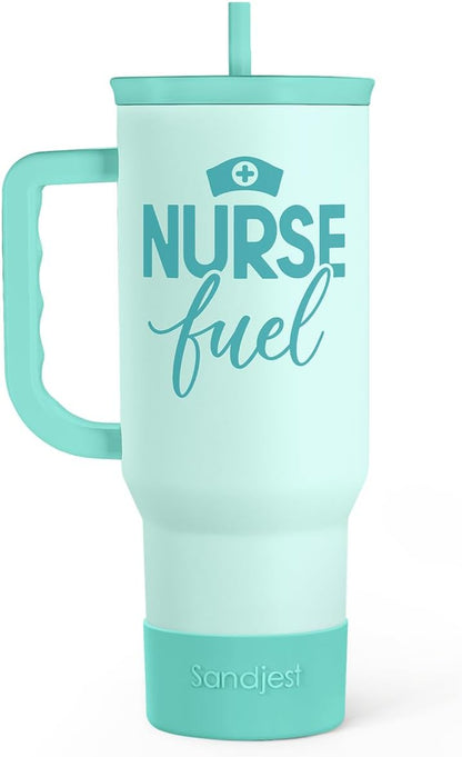 Floral Tumbler with Handle 40oz, Stainless Steel Insulated Tumblers Coffee Travel Mug Cup with Straw, Flower Coffee Cup Gifts for Women Girls, Gift for Her on Christmas Birthday Mothers Day