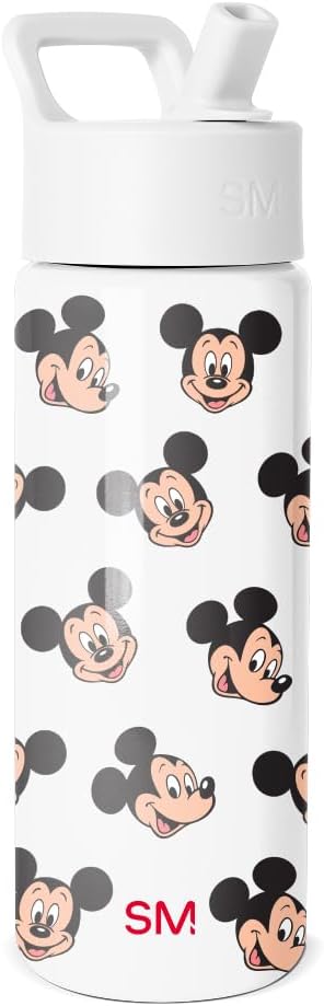 Simple Modern Disney Minnie Mouse Kids Water Bottle with Straw Lid | 14oz Insulated Stainless Steel Kids Tumbler & Spill Proof Toddler Cup for School, Girls, Boys | Summit | Minnie Mouse Fun - Colors A