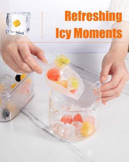 Brigii Ice Cube Tray with Lid & Storage Bin, 56 Cubes Ice Mold with Easy-Release Silicone Bottom, Stackable Ice Trays for Freezer, BPA Free,for Cocktails, Whiskey, Coffee & Drinks