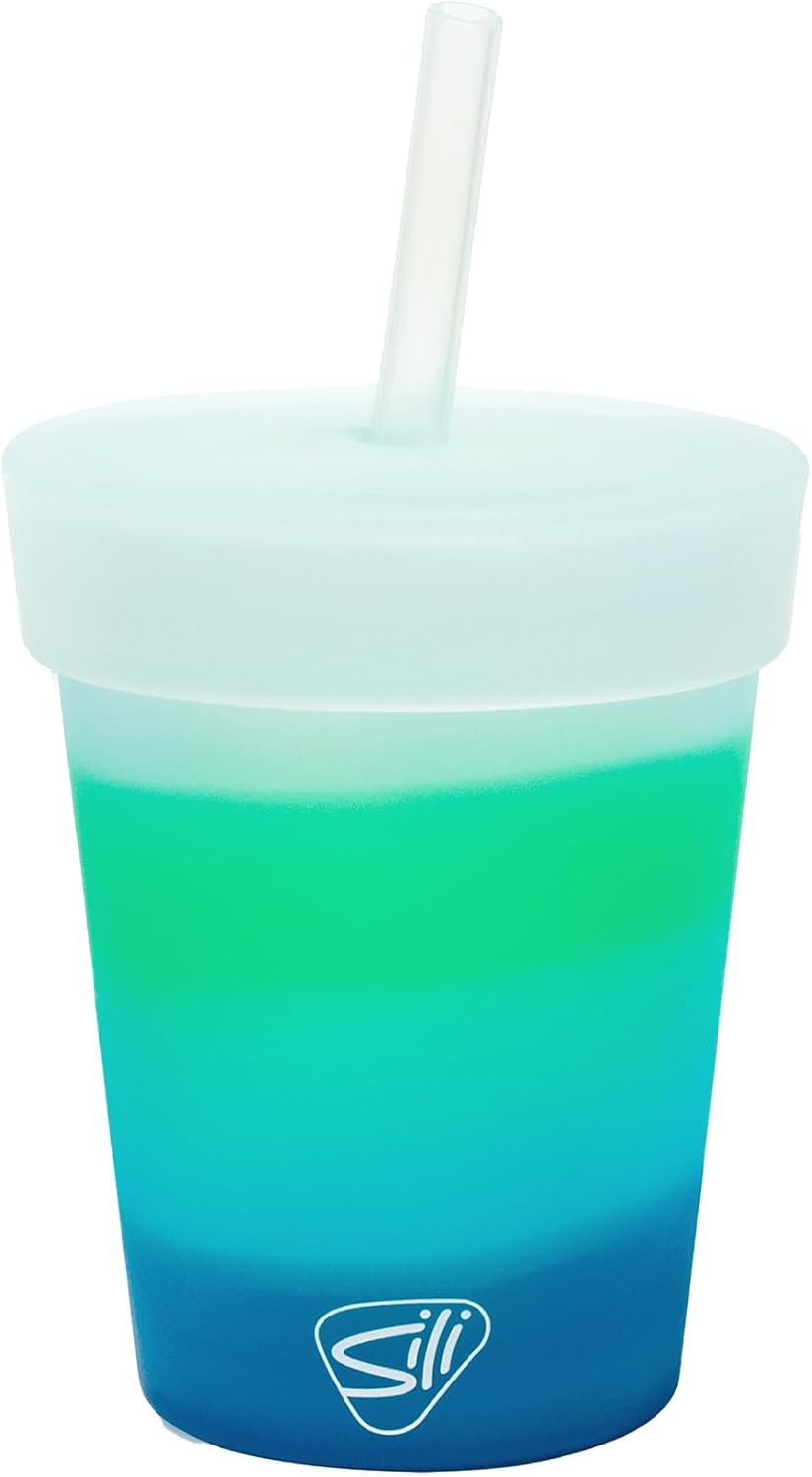 Silipint 8oz Silicone Tumbler with Straw and Lid – Unbreakable, BPA Free, Non-Toxic, Dishwasher, Microwave, Freezer Safe Tumbler Cup – Drinkware for Juice, Smoothies, Coffee (Cool Berry Crush)