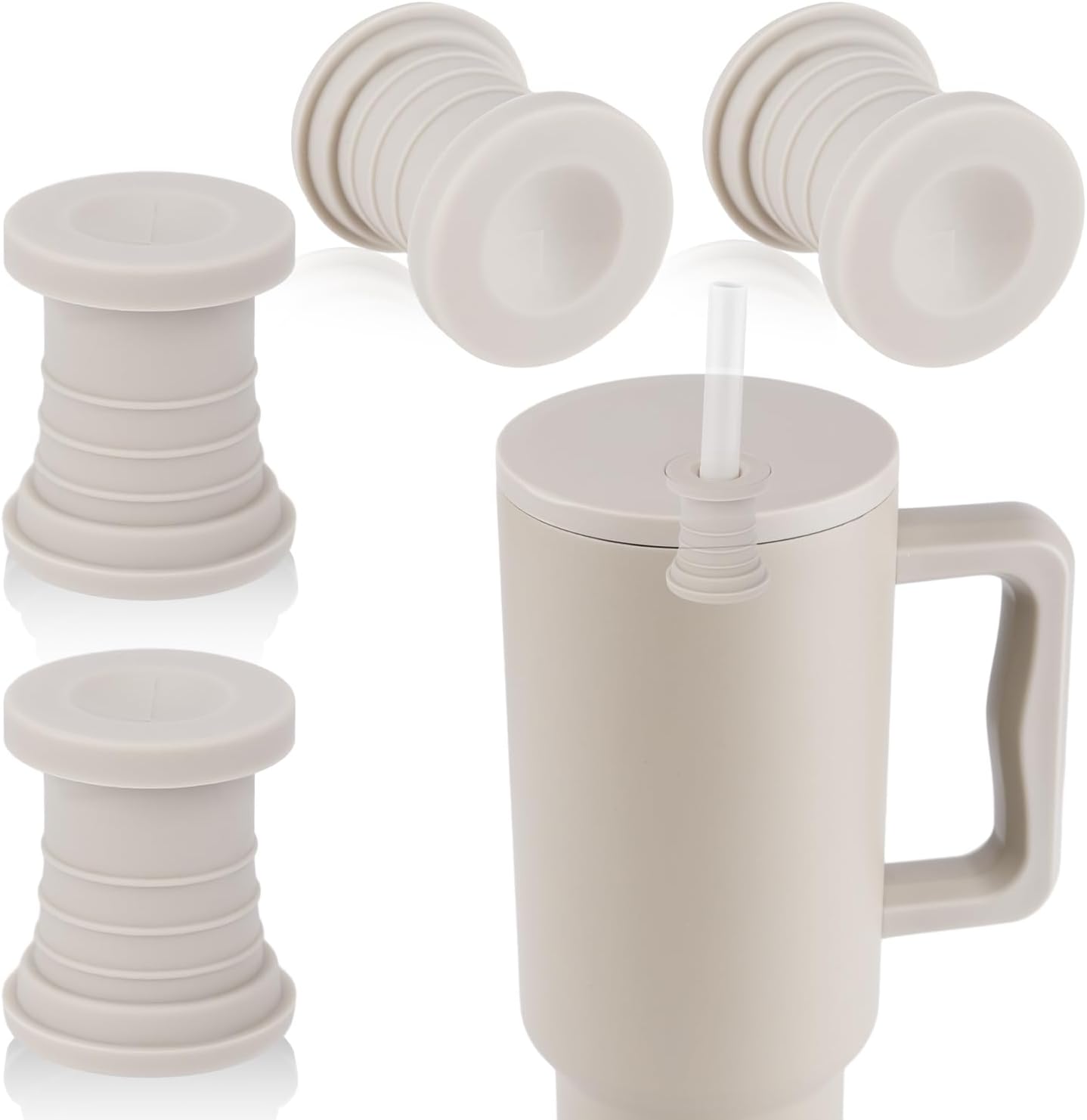4pcs Replacement Stopper Compatible with Simple Modern Kids 40 oz 30 oz Tumblers with Handle, Silicone Water Bottle Top Accessories Cup Lid Seal Gaskets Travel Mug Replacement Parts (Gray)