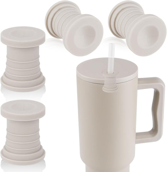 4pcs Replacement Stopper Compatible with Simple Modern Kids 40 oz 30 oz Tumblers with Handle, Silicone Water Bottle Top Accessories Cup Lid Seal Gaskets Travel Mug Replacement Parts (Gray)