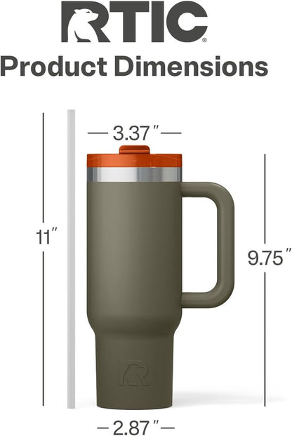 RTIC 30 oz Road Trip Tumbler Double-Walled Ceramic Lined InsulatedStainless Steel Portable Travel Coffee Mug Cup with Lid, Handle and Straw, Periwinkle Bouquet