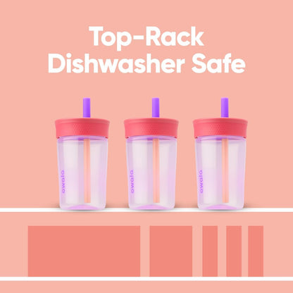 Owala Kids BPA-Free Plastic Tumbler with Spill Resistant Flexible Straw, Easy to Clean, Kids Water Bottle, Great for Travel, Dishwasher Safe, 15 Oz, Skate Park