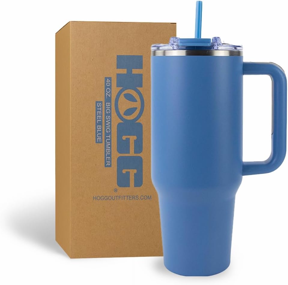Hogg Big Swig 40 oz Tumbler with Handle and Straw - Red, 40oz Insulated Stainless Steel, Water Tumbler with Straw, Water Cup with Handle, Versatile Leak Proof Lid