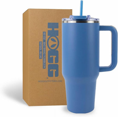 Hogg Big Swig 40 oz Tumbler with Handle and Straw - Red, 40oz Insulated Stainless Steel, Water Tumbler with Straw, Water Cup with Handle, Versatile Leak Proof Lid