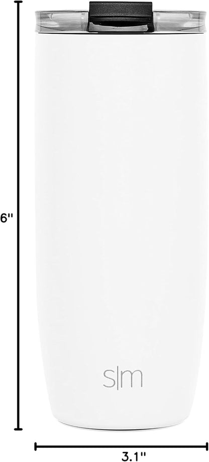 Simple Modern Voyager Tumbler with Flip Lid | Travel Coffee Mug | Insulated Stainless Steel Cold Brew Iced or Hot Coffee Cup | Gifts for Women Men Her Him | 16oz, Almond Birch