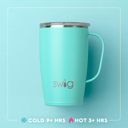 Swig Life 18oz Travel Mug, Insulated Tumbler with Handle and Lid, Cup Holder Friendly, Dishwasher Safe, Stainless Steel, Travel Coffee Cup (Honey Meadow)