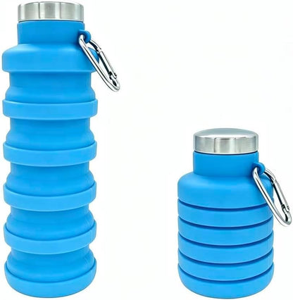 YCT Collapsible Water Bottle 17oz（500ml），Travel Portable Sport Water Bottle，Reusable Silicone Foldable Water Bottles for Gym Camping Hiking (Purple+Black)