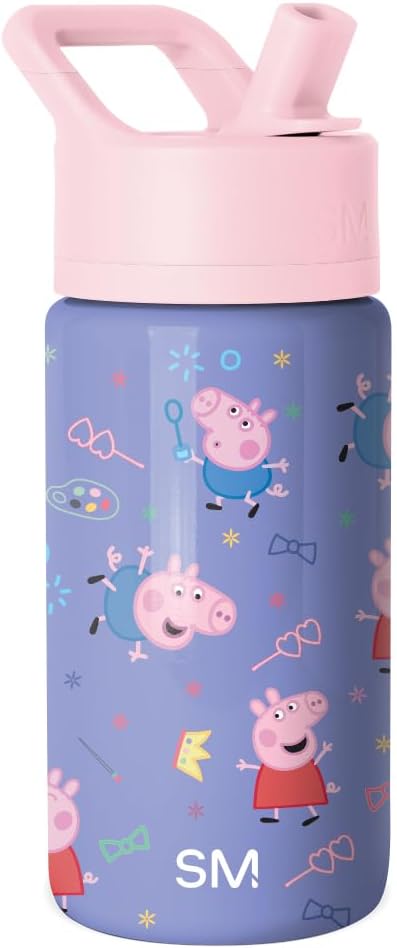 Simple Modern Kids Water Bottle with Straw Lid | 14oz Insulated Stainless Steel Kids Tumbler & Spill Proof Toddler Cup for School, Girls, Boys | Summit | Chloe Floral - Colors B