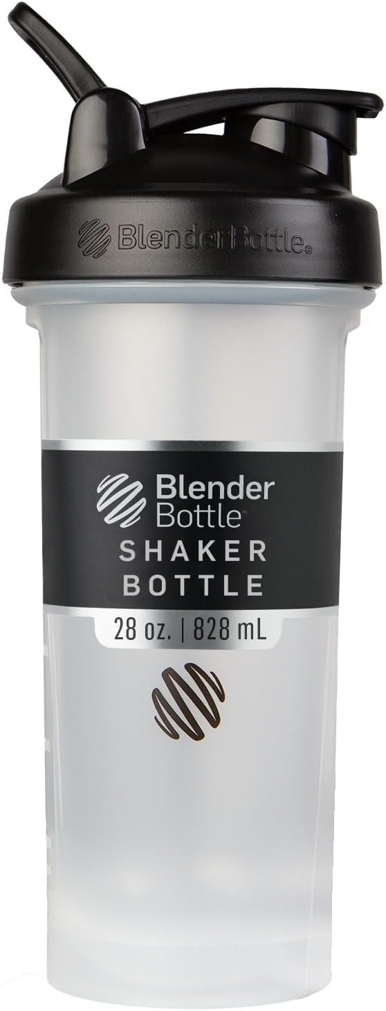 BlenderBottle Classic V2 Shaker Bottle Perfect for Protein Shakes and Pre Workout, 20-Ounce, Clear/Black