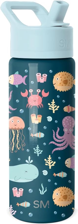 Simple Modern Kids Water Bottle with Straw Lid | 14oz Insulated Stainless Steel Kids Tumbler & Spill Proof Toddler Cup for School, Girls, Boys | Summit | Chloe Floral - Colors B