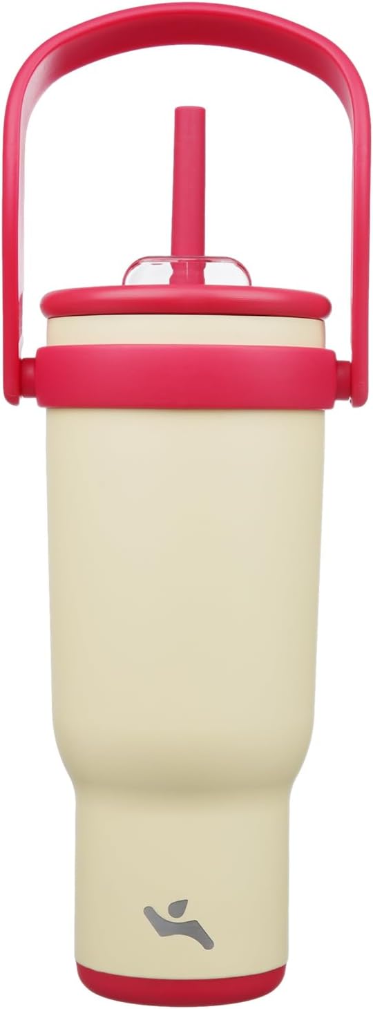 Konokyo 30 oz Tumbler with Side Handle, Insulated Water Bottle with Straw and 2 in 1 Lid, Stainless Steel Cup Travel Coffee Mug for Sports Office Gym,Purple