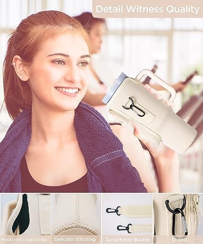 dabria Water Bottle Carrier Bag with Phone Pocket for Stanley 40/30 oz Tumbler Neoprene Water Bottle Holder Pouch with Adjustable Strap Bollus with Straw Cover for Stanley Cup Accessories