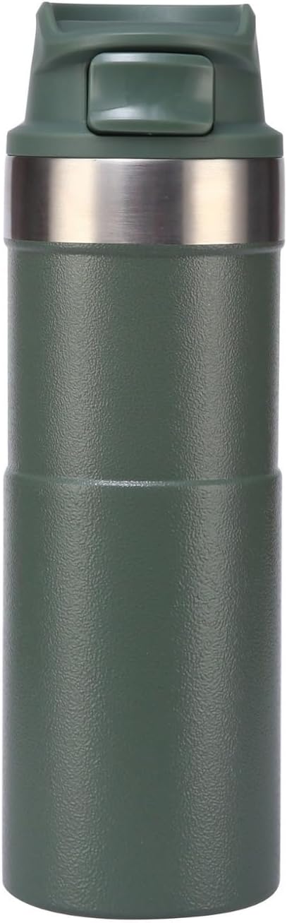 MAXFOREST16OZ Trigger Action Travel Mug - 500ml BPA Free Insulated Stainless Steel Coffee Tumbler, Leak-Proof Wide Mouth Design for Commuters, Sports & Outdoor Enthusiasts (Green)