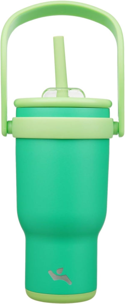 Konokyo 30 oz Tumbler with Side Handle, Insulated Water Bottle with Straw and 2 in 1 Lid, Stainless Steel Cup Travel Coffee Mug for Sports Office Gym,Purple