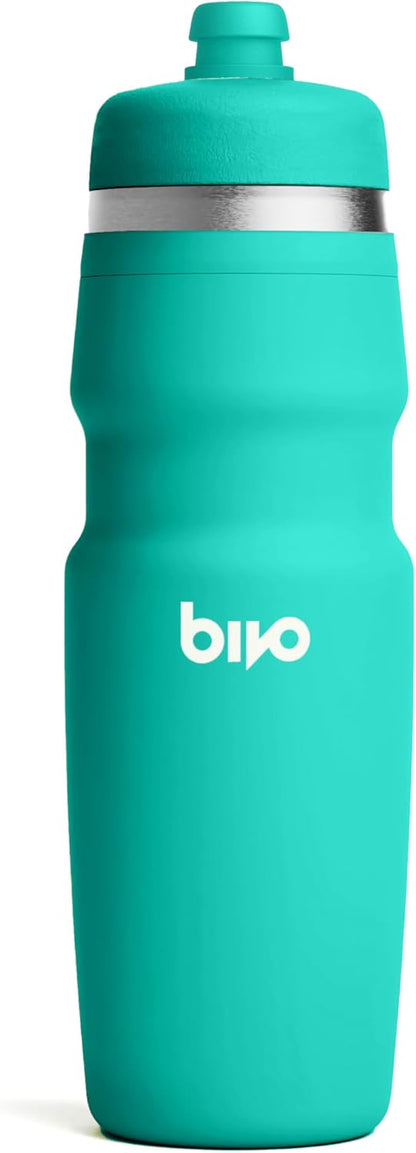 Bivo Duo 25oz Non Insulated Stainless Steel Bike Water Bottle - Lightweight for Cycling, Hiking, Sports - No Plastic Taste, Fits Most Cages, Dishwasher Safe - (Raw)