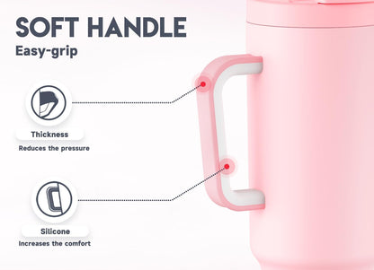 Meoky 32 oz Tumbler with Handle and Flip Straw, 100% Leakproof Tumbler with Lid and Straw, Stainless Steel Insulated Cup, Cupholder Friendly, Keeps Cold for 24 Hours (Night)